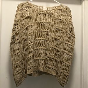 Chico’s Sleeveless Knit Sweater Poncho Tan Top